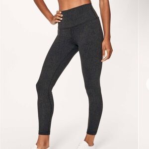 Lululemon Wonder Under 7/8 Textured Olive Green/Black 25” Legging Size 4